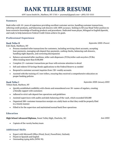 bank teller resume examples|Bank Teller Resume Examples (+ Bank Teller Skills) .